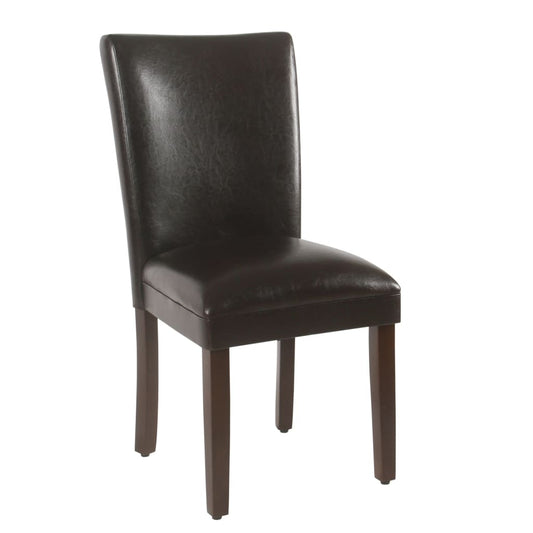 Leatherette Upholstered Wooden Armless Parson Dining Chair, Brown, Set of Two - N6354-E074 By Casagear Home