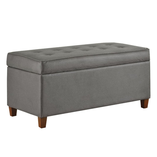Leatherette Upholstered Wooden Bench with Button Tufted Lift Top Storage, Gray - N4538-E608 By Casagear Home