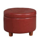 Leatherette Upholstered Wooden Ottoman with Single Button Tufted Lift Top Storage, Red, Large - K6862-E847 By Casagear Home