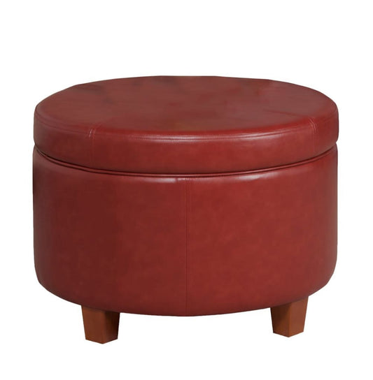 Leatherette Upholstered Wooden Ottoman with Single Button Tufted Lift Top Storage, Red, Large - K6862-E847 By Casagear Home