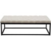Bench | Linen Upholstered | Button Tufted | Large | Beige & Black