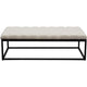 Bench | Linen Upholstered | Button Tufted | Large | Beige & Black
