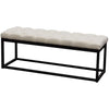 Linen Upholstered Metal Contemporary Bench with Diamond Tuft Details, Beige and Black - BM190997