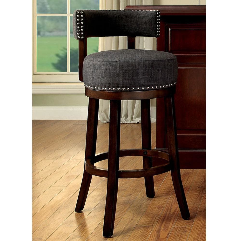 Lynsey Contemporary 24"Barstool With linen Cushion, Gray Finish, Set of 2 By Casagear Home