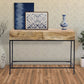 Mango Wood and Metal Console Table With Two Drawers, Brown By The Urban Port