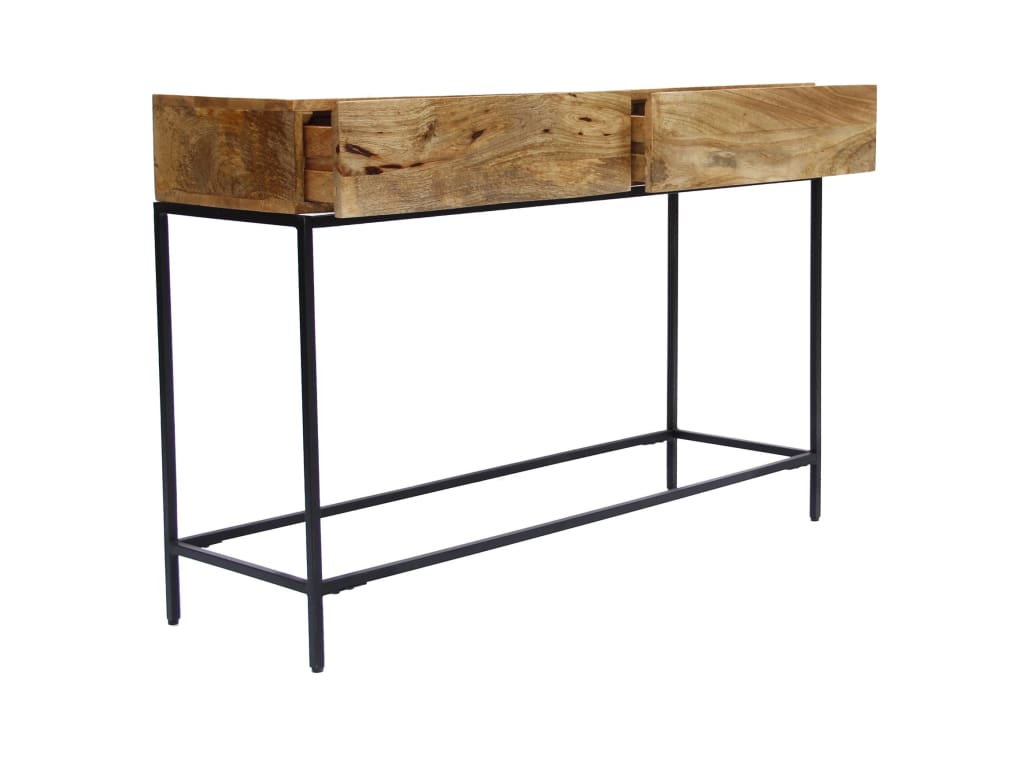 Mango Wood and Metal Console Table With Two Drawers Brown By The Urban Port UPT-39270