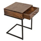 Mango Wood Side Table with Drawer and Cantilever Iron Base Brown and Black UPT-186118