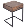 Mango Wood Side Table with Drawer and Cantilever Iron Base Brown and Black UPT-186118