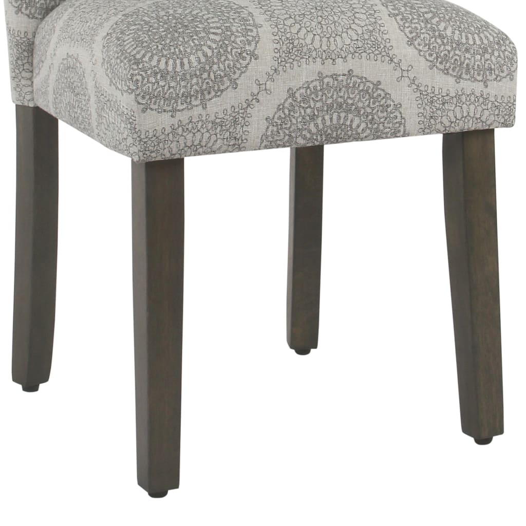 Medallion Pattern Fabric Upholstered Parsons Chair with Wooden Legs Gray and Brown Set of Two - K6805-A832 KFN-K6805-A832