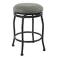 Metal Counter Stool with Swivelling Fabric Padded Seat, Gray and Black - K7854-24-F2111 By Casagear Home