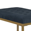 Metal Framed Bench with Button Tufted Velvet Upholstered Seat Dark Blue and Gold - K6958-B123 KFN-K6958-B123