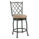 Counter Stool | Metal Frame | Fabric Seat | Designer Back | Beige Black