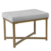Ottoman | Metal Frame | Velvet Seat | Button Tufted | Light Gray Gold