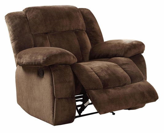 Microfiber Textured Fabric Glider Reclining Chair, Brown - 9636-1