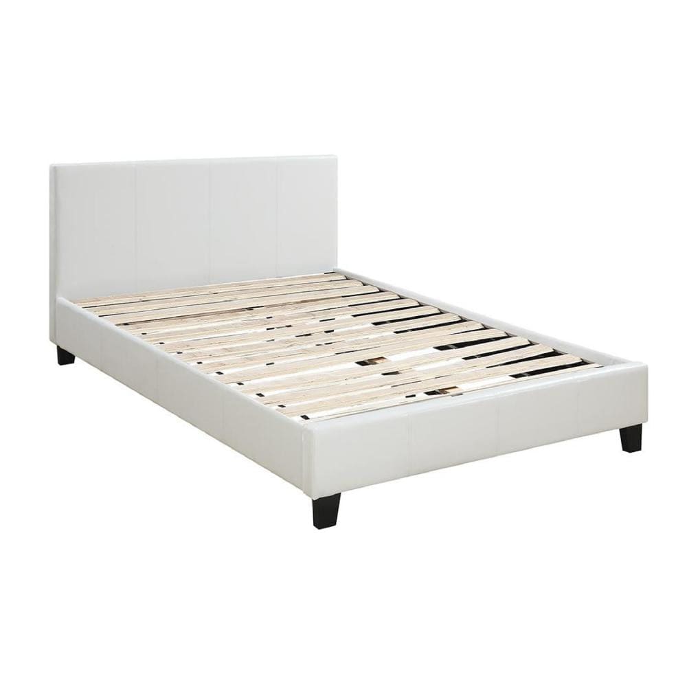 Transitional Style Leatherette Queen Bed with Padded Headboard, White By Casagear Home