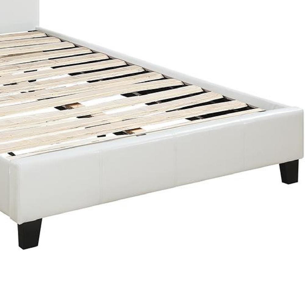 Transitional Style Leatherette Queen Bed with Padded Headboard White By Casagear Home BM232046
