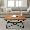 35 Inch Wooden Rectangle Coffee Table with X Shape Metal Frame, Brown and Black By The Urban Port