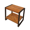 24 Inch Wooden Farmhouse Side Table with Open Compartment Brown and Bronze By The Urban Port UPT-242950