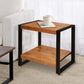 24 Inch Wooden Farmhouse Side Table with Open Compartment, Brown and Black By The Urban Port