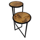 Two Tier Round Wooden Side Table with Metal Frame Brown and Brass By The Urban Port UPT-242952