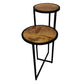 Two Tier Round Wooden Side Table with Metal Frame Brown and Brass By The Urban Port UPT-242952