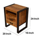 2 Drawer Wooden Farmhouse Side Table with Open Cubby and Metal Frame Brown and Black By The Urban Port UPT-242955