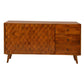 2 Door Wooden TV Console with 3 Drawers and Honeycomb Design Walnut Brown By The Urban Port UPT-242956