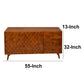 2 Door Wooden TV Console with 3 Drawers and Honeycomb Design Walnut Brown By The Urban Port UPT-242956