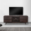 64 Inch TV Cabinet with 4 Drawers and Wooden Frame, Walnut Brown By The Urban Port