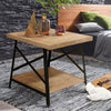 Rectangle Side Table with Open Bottom Shelf and Metal Legs Brown and Gray By The Urban Port UPT-263593