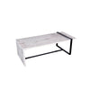 Farmhouse Rectangular Coffee Table with Wooden Top and Geometric Metal Frame Gray and Black By The Urban Port UPT-263595