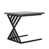 Industrial End Table with Square Wood Top C Shaped Metal Frame Gray and Black By The Urban Port UPT-263761