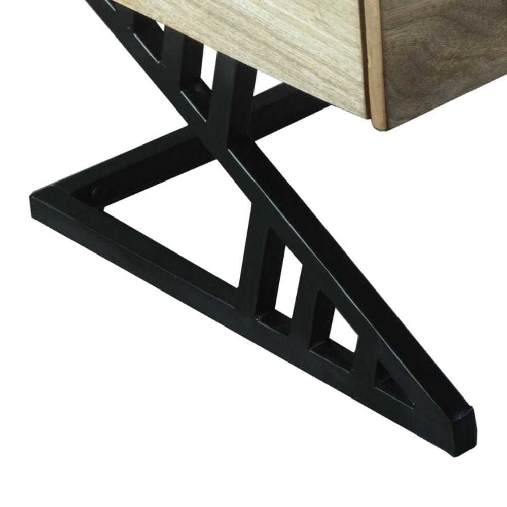 Industrial Mango Wood Coffee Table with 1 Drawer and Tubular Metal Frame Gray and Black By The Urban Port UPT-263762