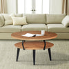 Mango Wood Oval Coffee Table with Open Shelf, Oak Brown and Black By The Urban Port
