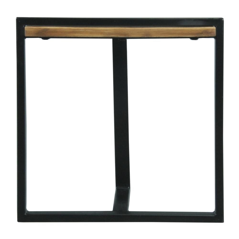 Industrial End Table with Wooden Rectangular Top and Metal Frame Brown and Black By The Urban Port UPT-263765