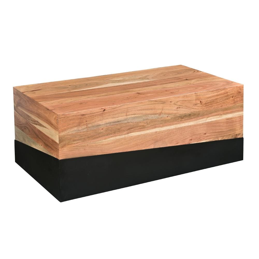 Industrial Rectangular Coffee Table with Wooden Frame Brown and Black By The Urban Port UPT-263773