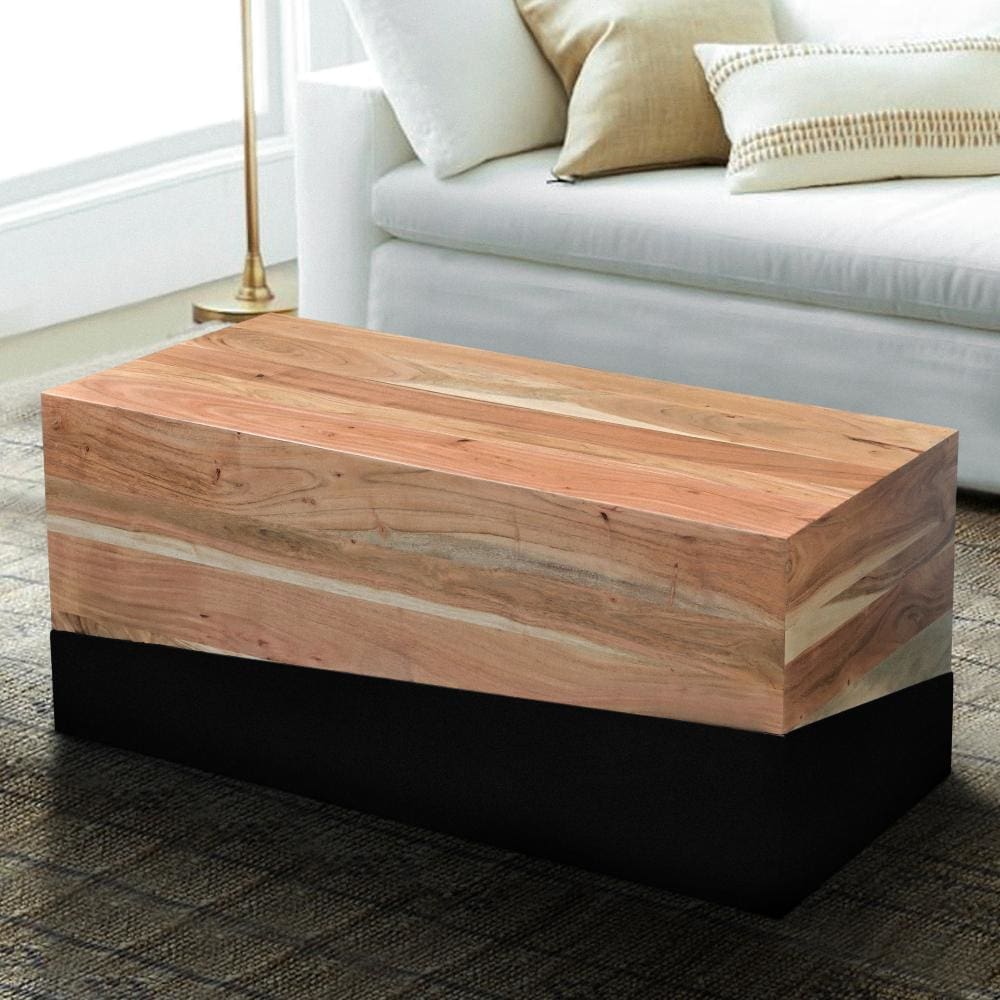 Industrial Rectangular Coffee Table with Wooden Frame Brown and Black By The Urban Port UPT-263773