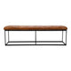 Accent Bench with Tufted Leatherette Seat and Metal Frame Caramel Brown and Black By The Urban Port UPT-263780