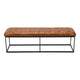 Accent Bench with Tufted Leatherette Seat and Metal Frame Caramel Brown and Black By The Urban Port UPT-263780