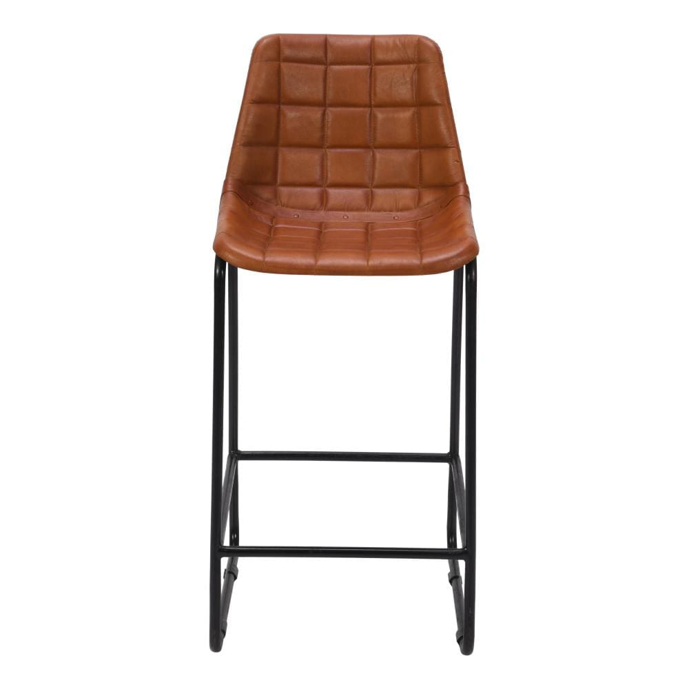 Armless Accent Chair with Tufted Leatherette Seat and Metal Frame Tan Brown and Black By The Urban Port UPT-263781