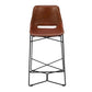 Bar Chair with Curved Leatherette Seat and Tubular Metal Frame Brown and Black By The Urban Port UPT-263784