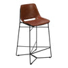 Bar Chair with Curved Leatherette Seat and Tubular Metal Frame Brown and Black By The Urban Port UPT-263784