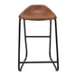 Industrial Barstool with Leatherette Seat and Tubular Metal Frame Brown and Black By The Urban Port UPT-263786