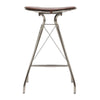 Industrial Barstool with Leatherette Seat and Flared Metal Frame Dark Brown and Silver By The Urban Port UPT-263788
