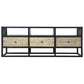 Carson 3 Drawer TV Cabinet Console with Metal Frame and 3 Open Compartments Brown and Black By The Urban Port UPT-270554