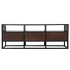 Carson 3 Drawer TV Cabinet Console with Metal Frame and 3 Open Compartments Brown and Black By The Urban Port UPT-270554
