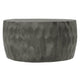 33 Inch Wooden Round Drum Coffee Table with Geometric Carved Pattern Gray By The Urban Port UPT-270557