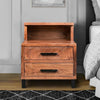 22 Inch Acacia Wood Nightstand Bedside Table with 2 Drawers and Open Cubby Walnut Brown By The Urban Port UPT-272520