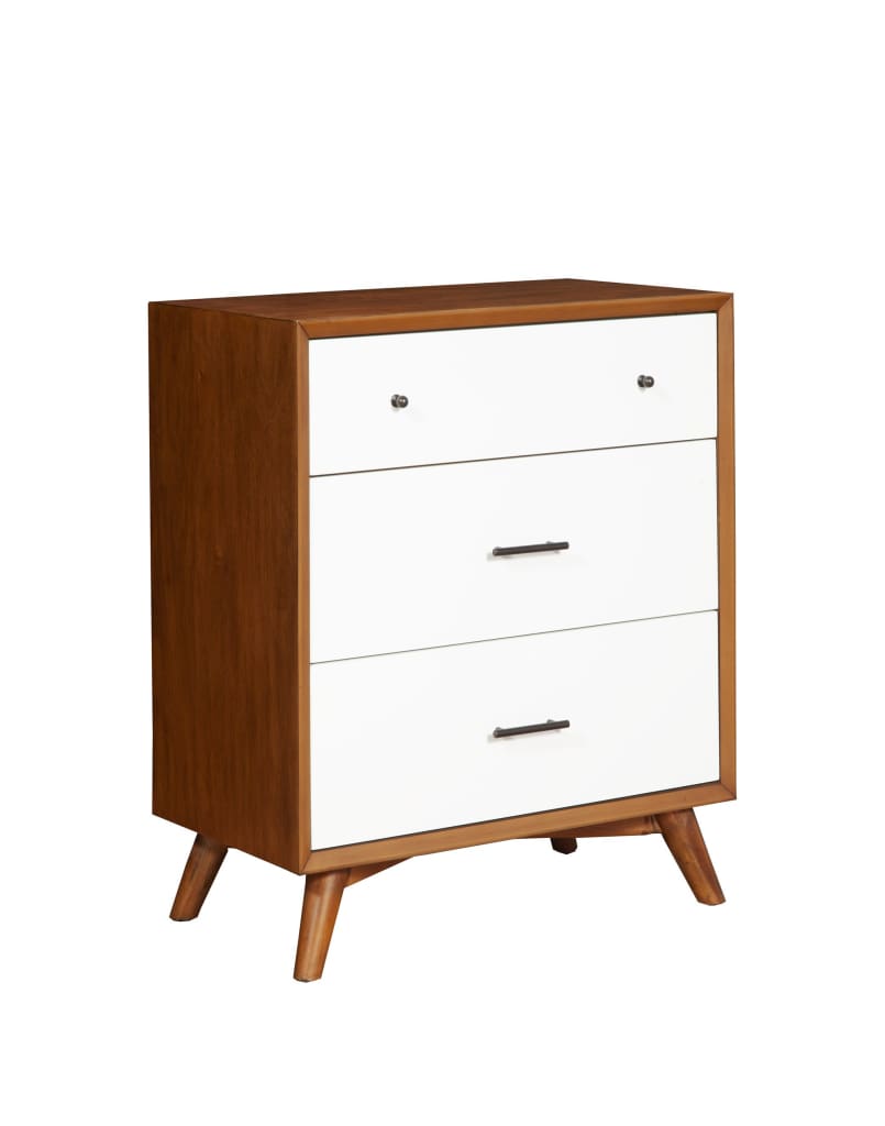 Modern Style Wooden Chest With Three Drawers and Flared Legs Brown and White - 999-04 APF-999-04