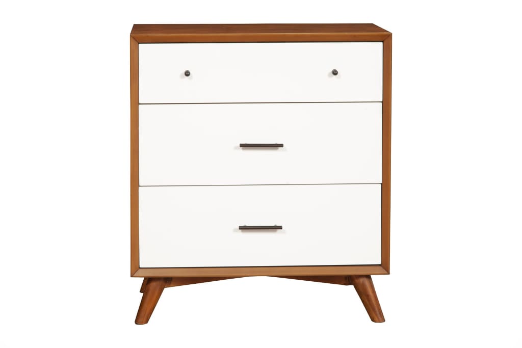 Modern Style Wooden Chest With Three Drawers and Flared Legs, Brown and White - 999-04 By Casagear Home